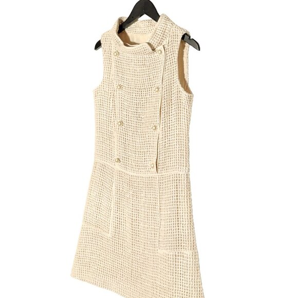 Chanel SS13 Ivory Open Knit Double Breasted Silk Sleeveless Dress - Picture 2 of 12
